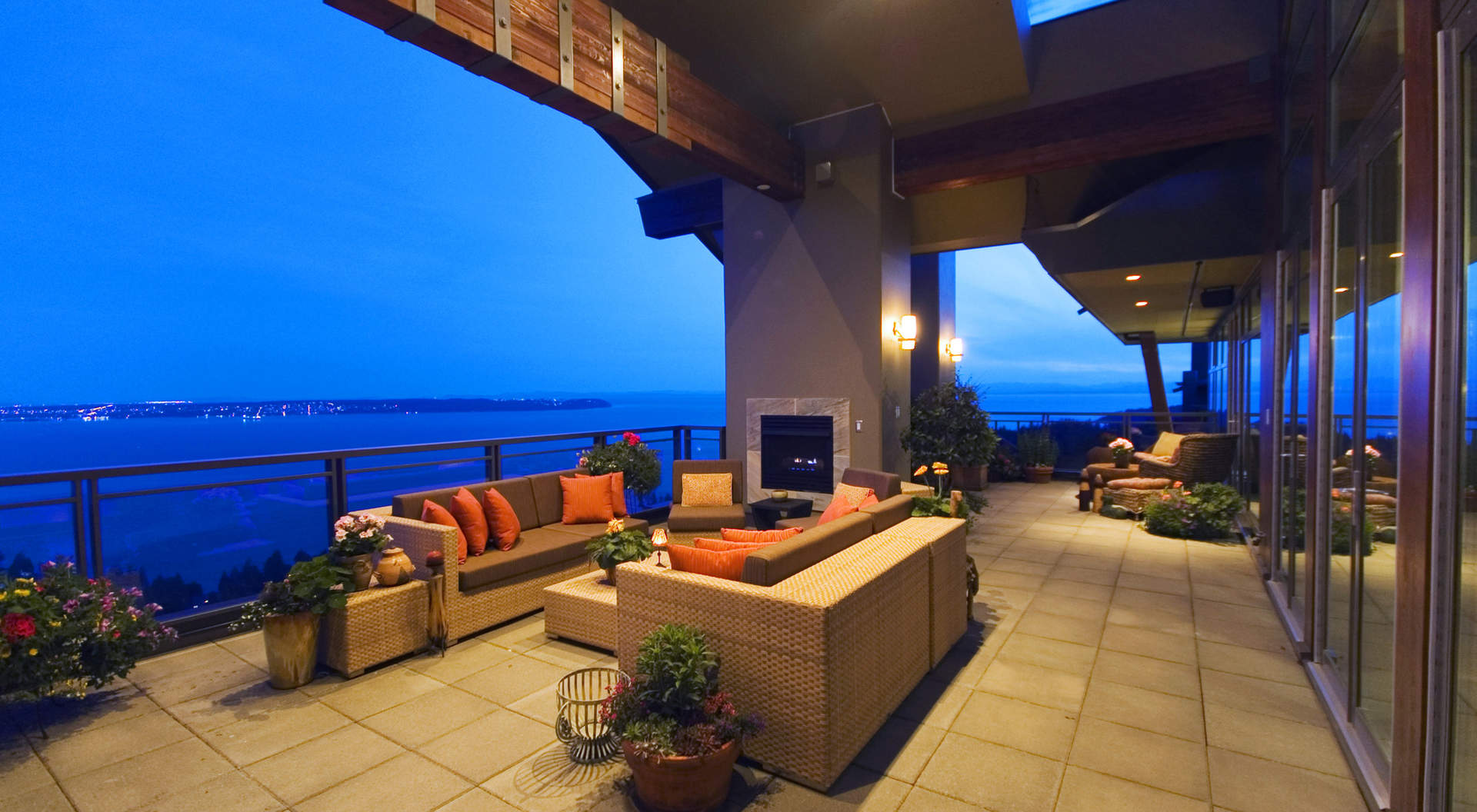 Covered Outdoor Terrace with Fireplace