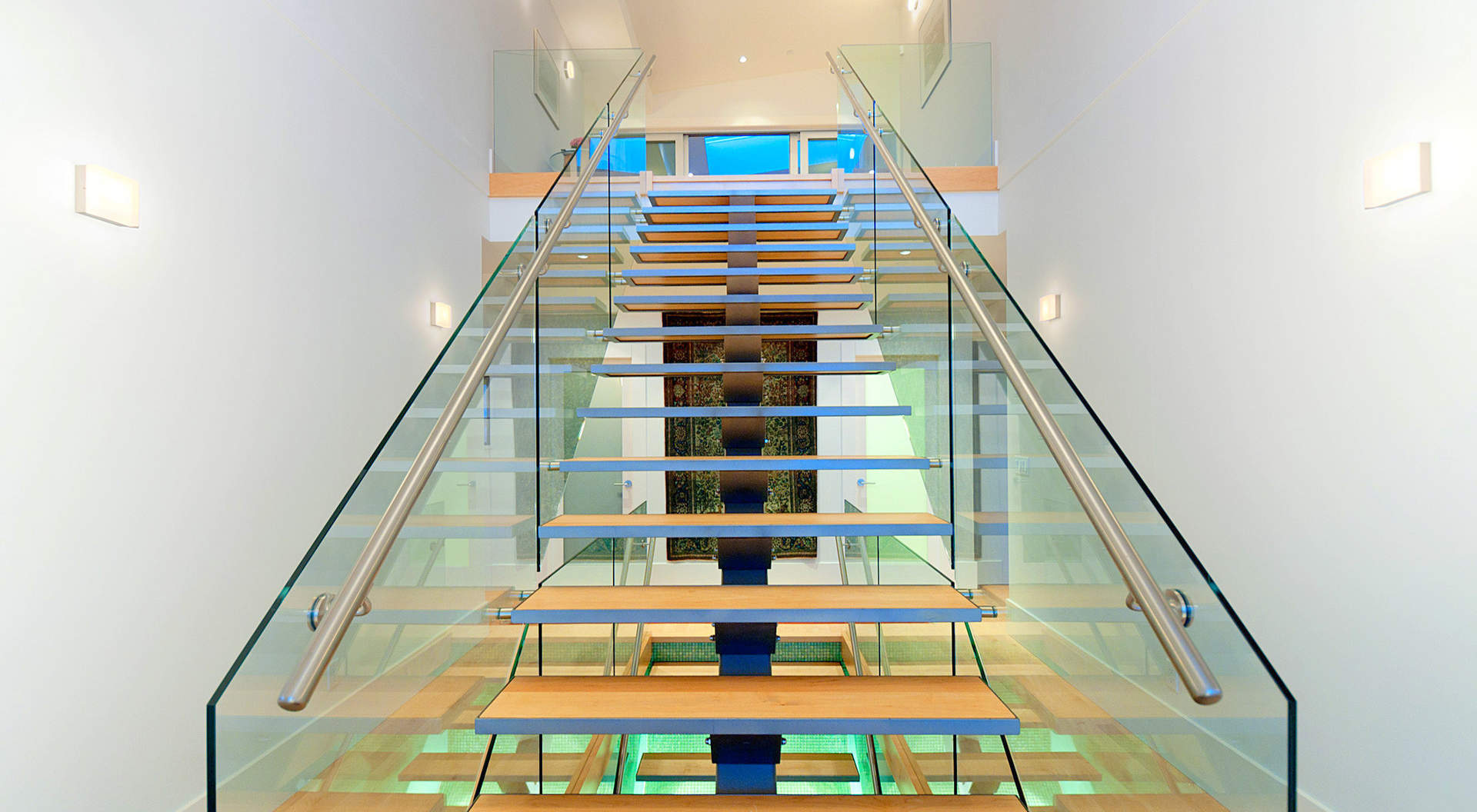 Smashing Suspended Staircase Made of Glass & Steel