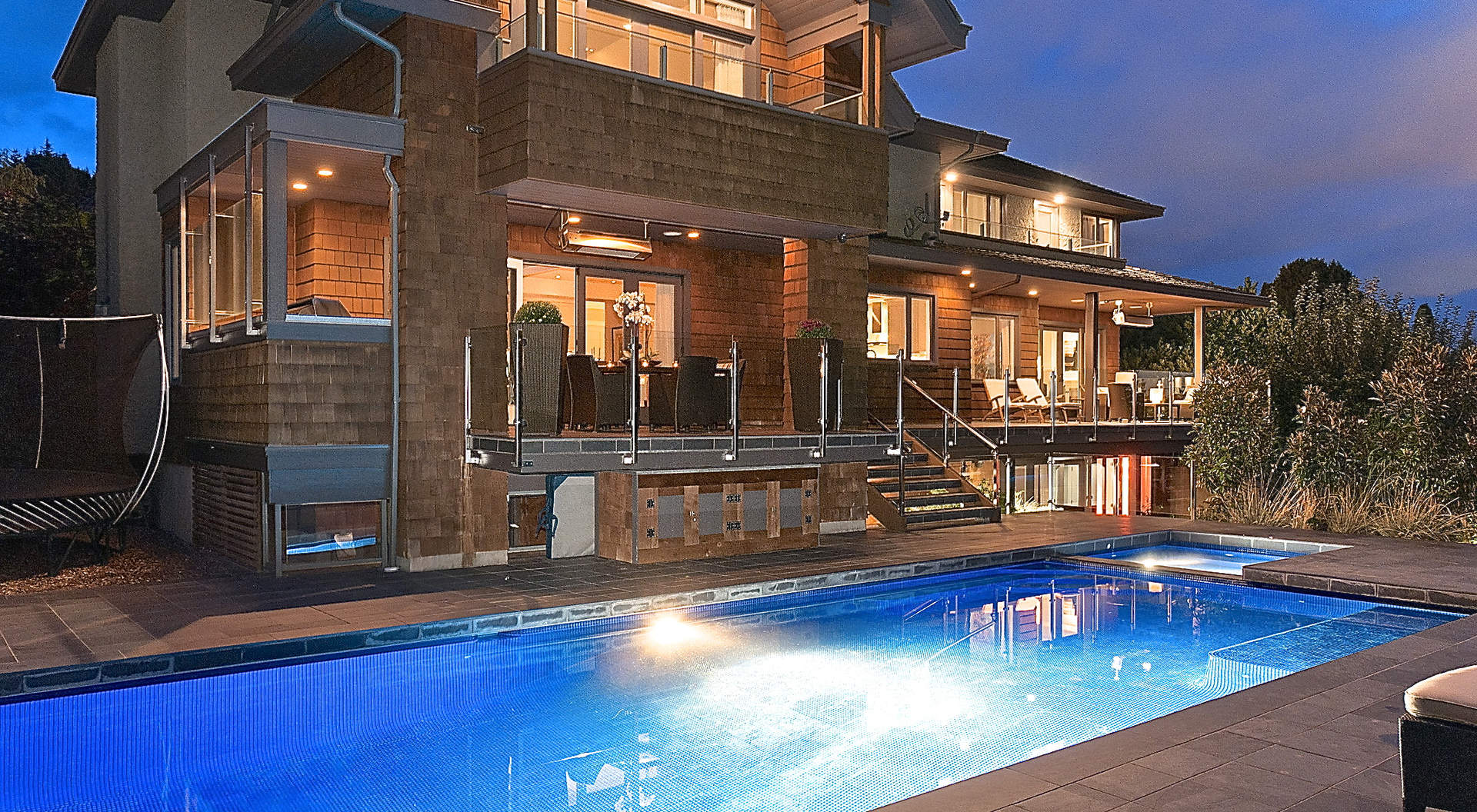 A Sparkling Outdoor Pool and Hot Tub