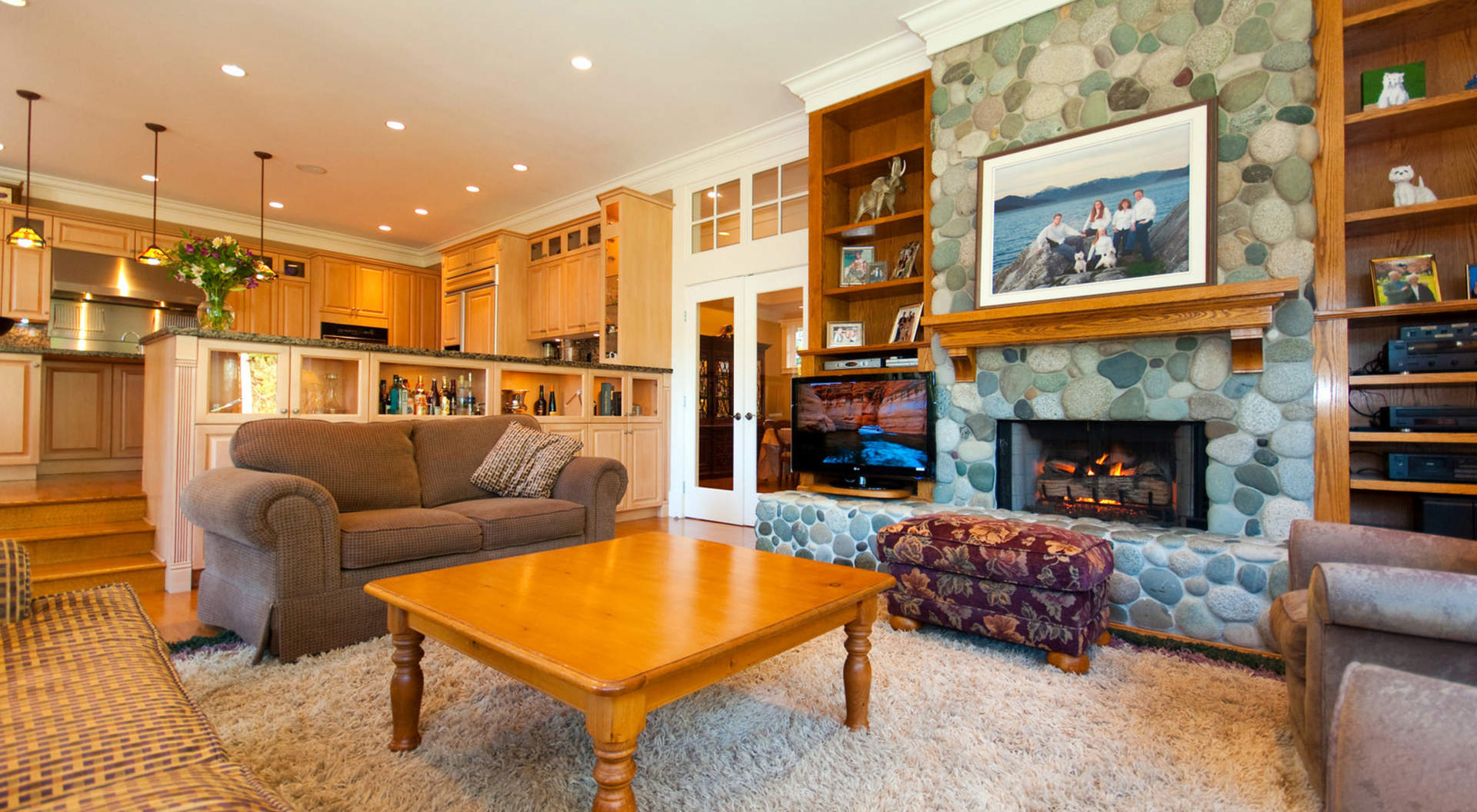 Family Room with Fireplace and Media Center