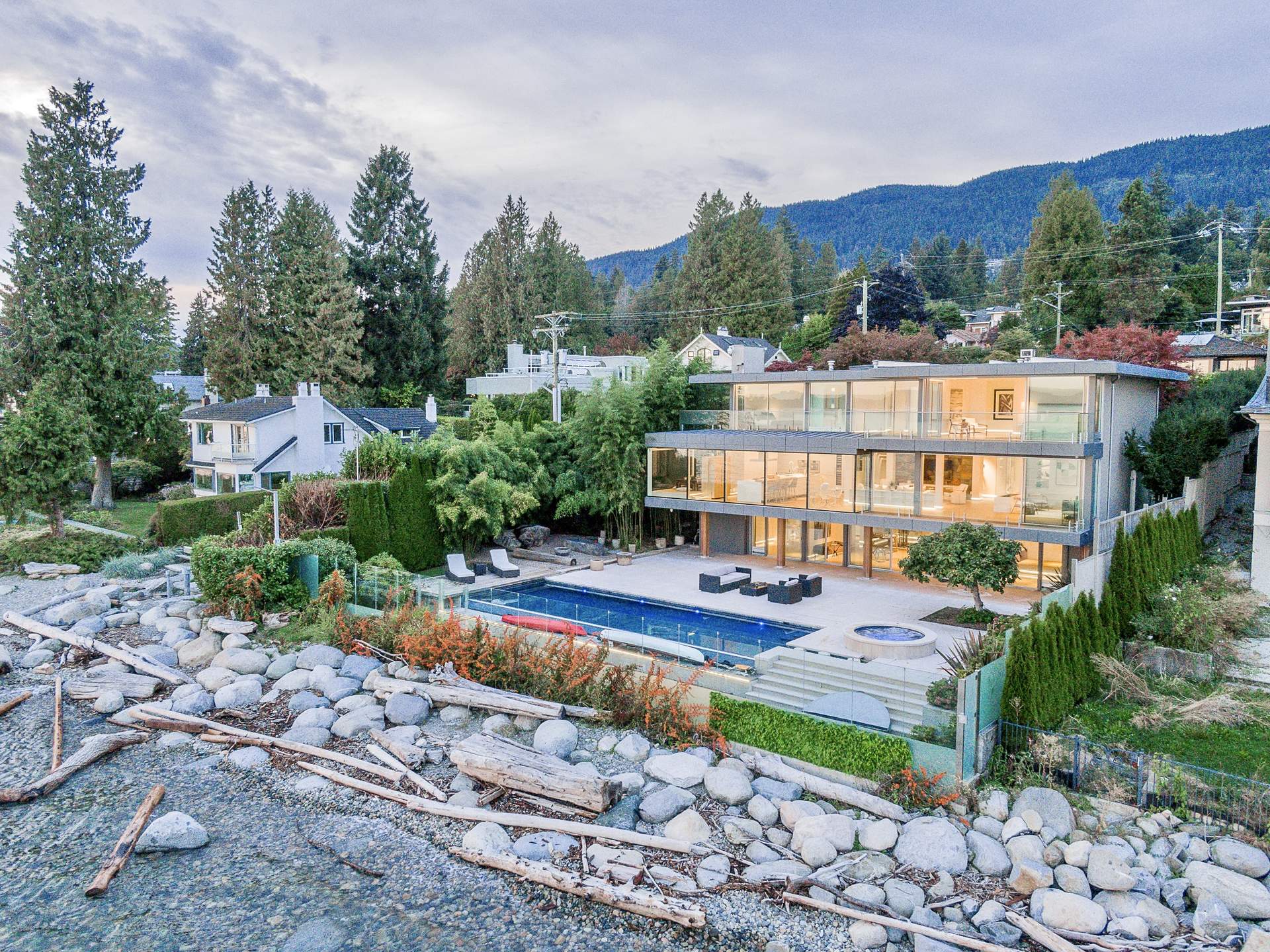 A Spectacular New Contemporary Waterfront Residence with Stunning Panoramic Ocean & City Views!
