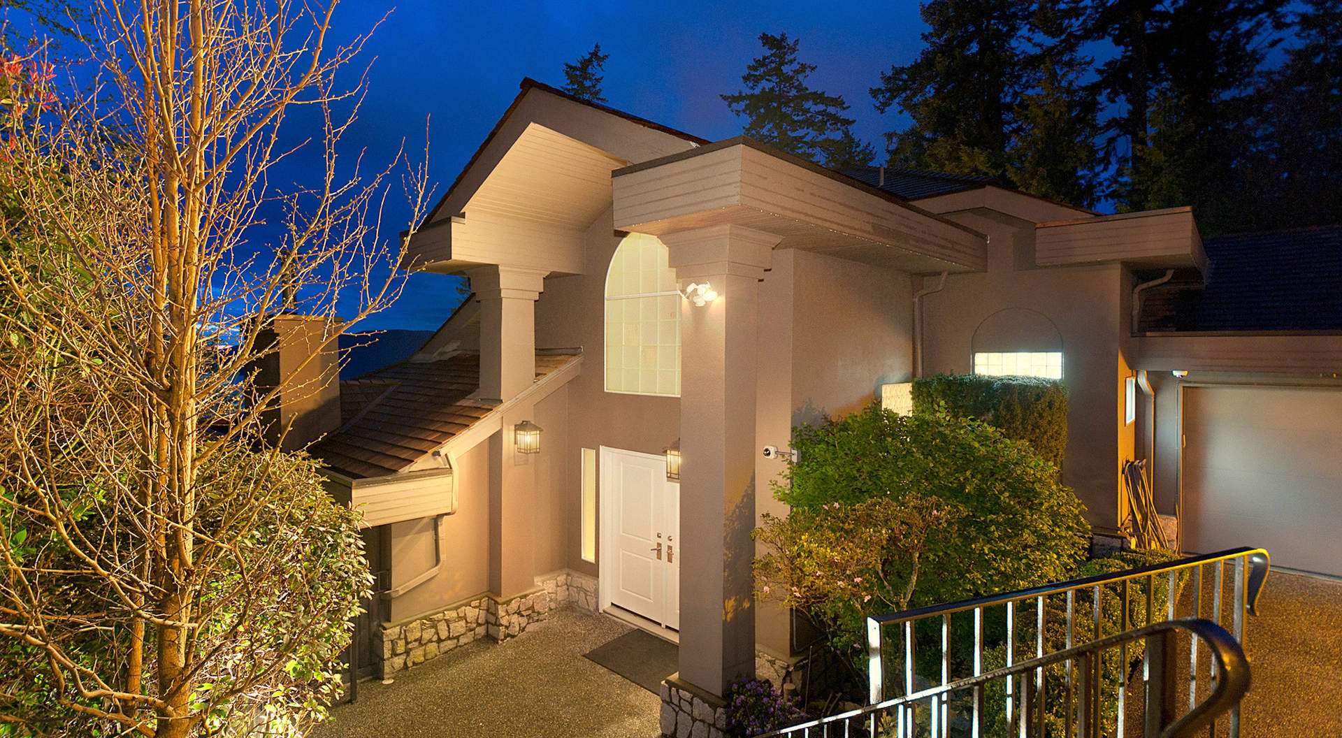 Front Entry at Twilight