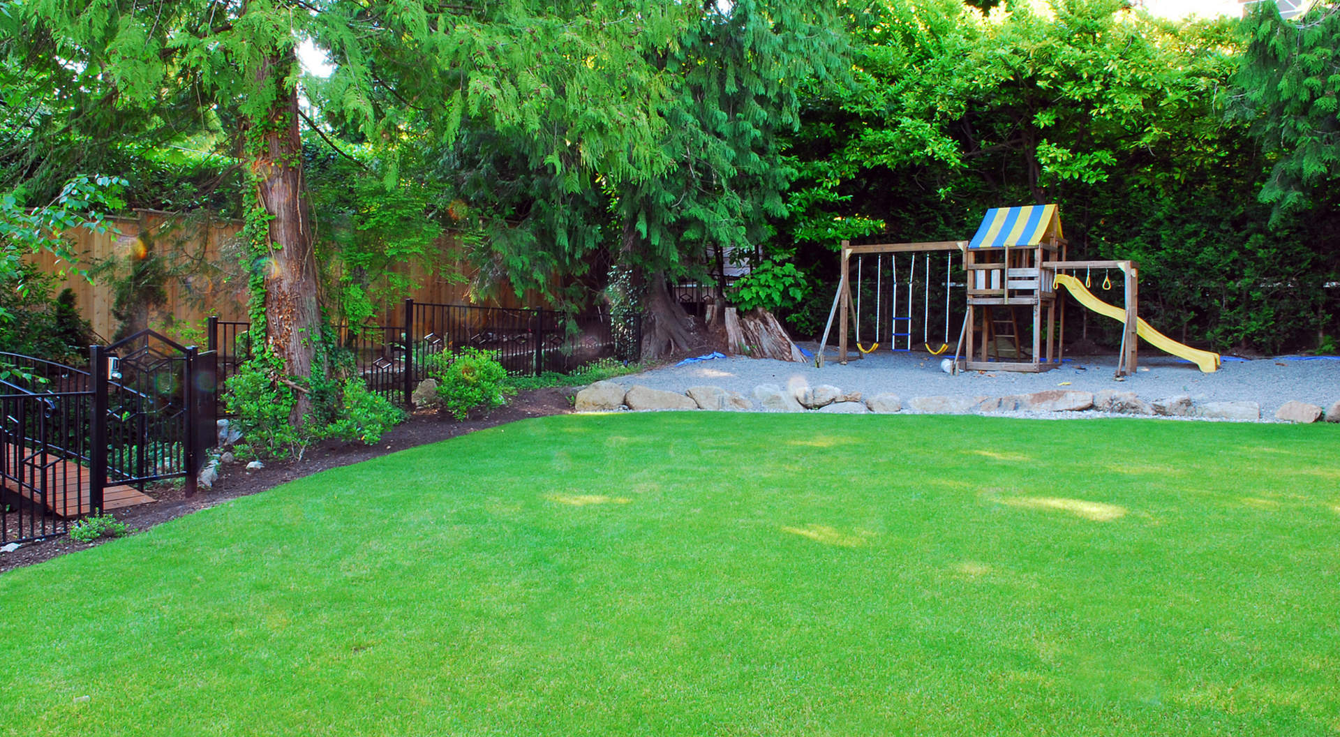 Level Play Area for Children & Completely Fenced