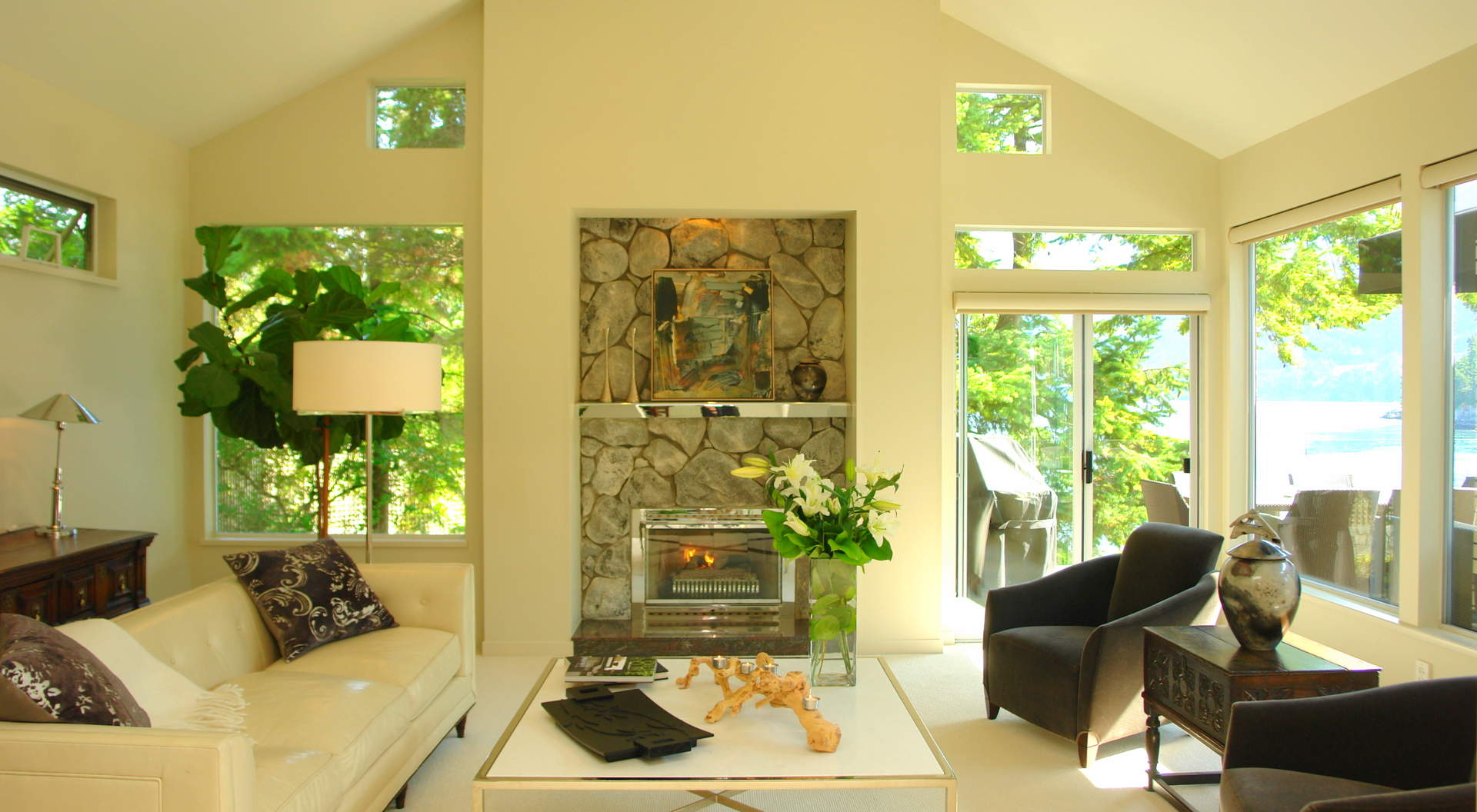 Living Room with Vaulted Ceilings