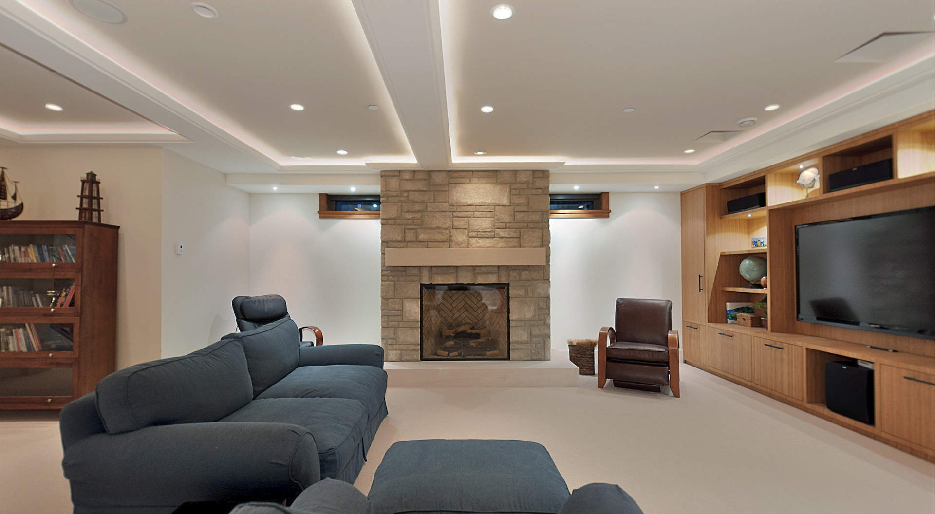 Coffered Ceiling Detail with Iridescent Lighting