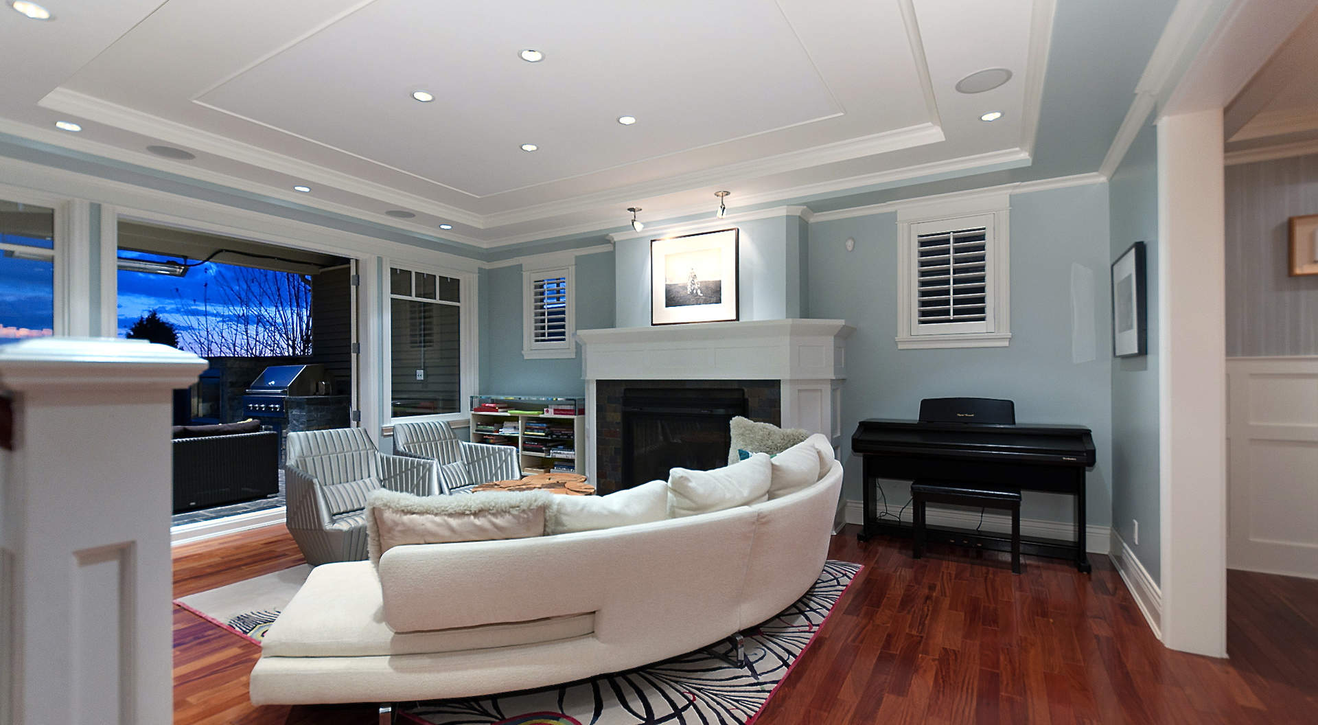Living Area with Rich Hardwood Flooring