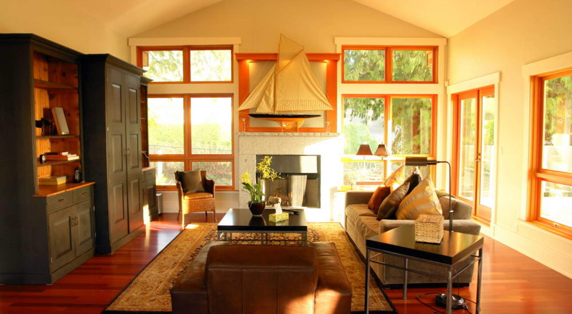 Family Room with Vaulted Ceilings