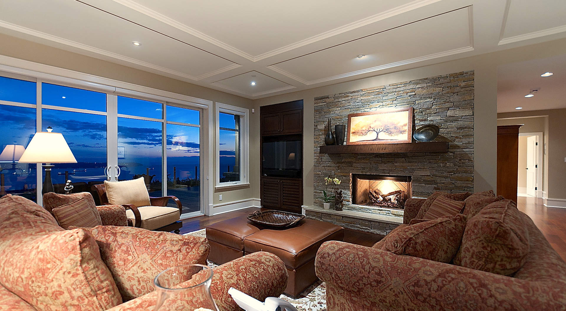 Beautiful Stone Fireplace & Media Center