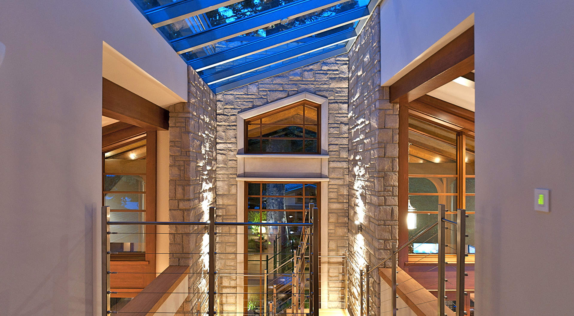 Overhead Skylights and Natural Limestone Walls