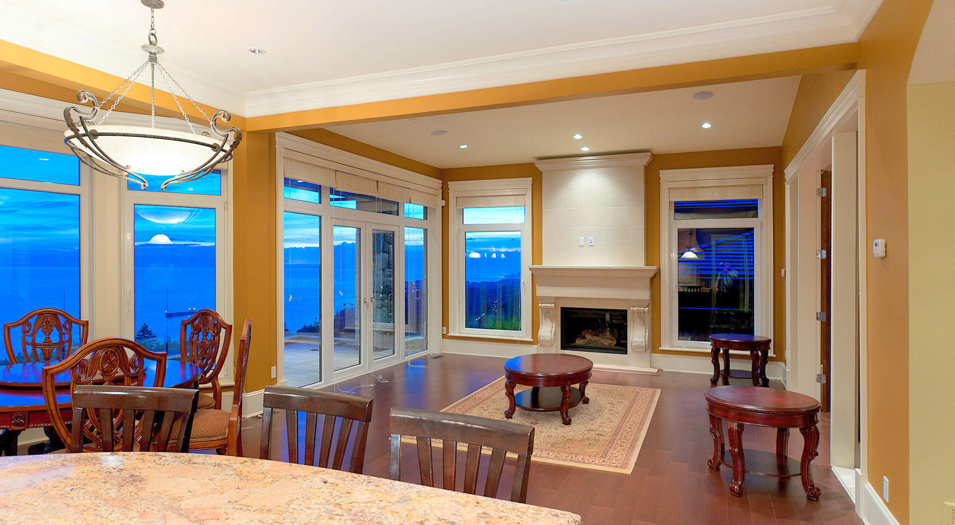 Family Room with Roaring Fireplace