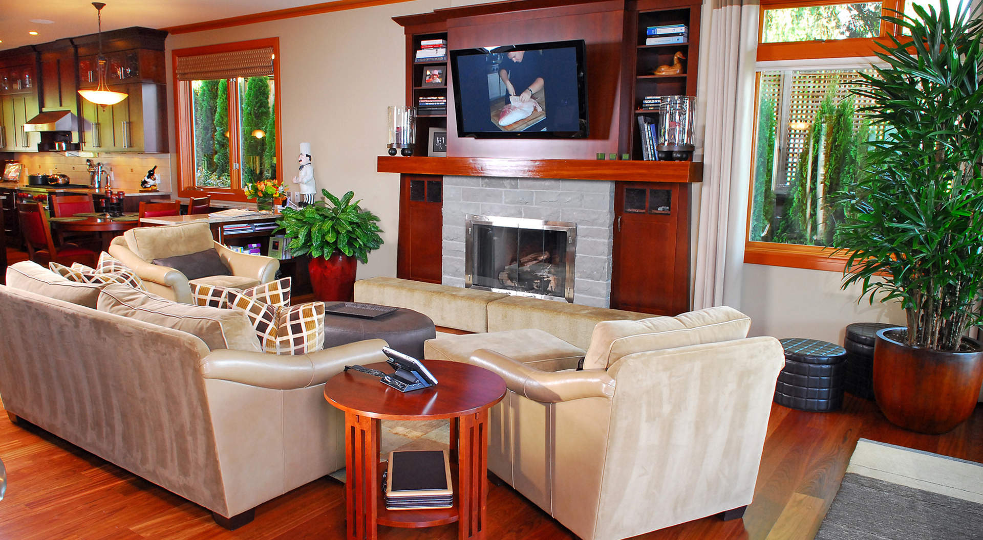 Fantastic Family Room with Roaring Fireplace