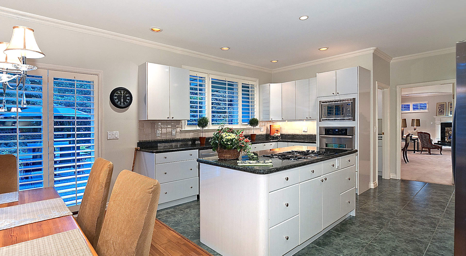 Custom Kitchen with Center Island & Adjoining Eating Area